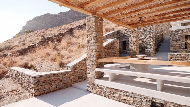 Inside and Outside a Stunning Greek Island Pad