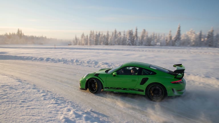 Watch a Porsche GTS R3 Ski Its Way Through a Snow-Covered Track