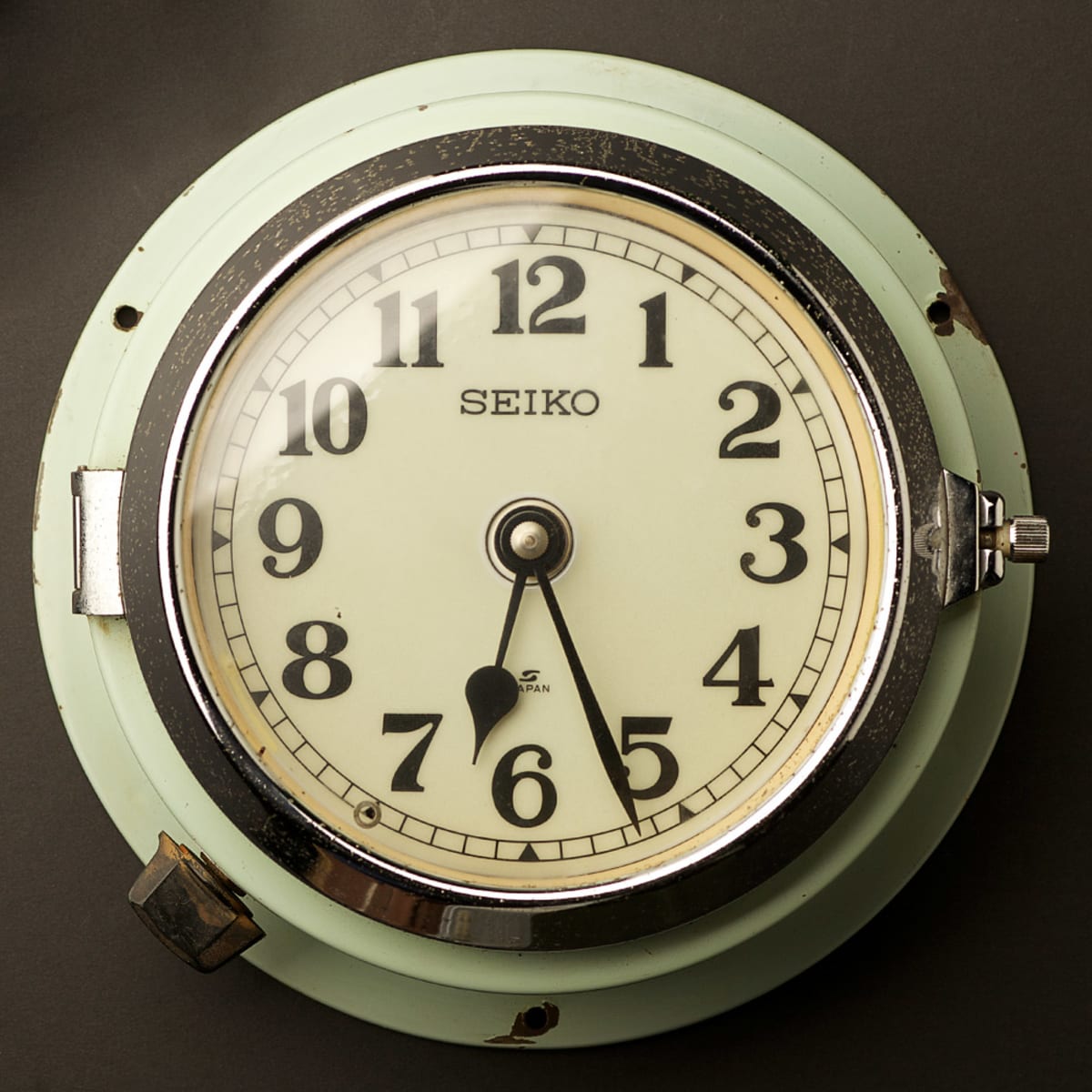 Vintage Seiko Rimmed Polished Steel Ship's Clock - Any Old Vintage
