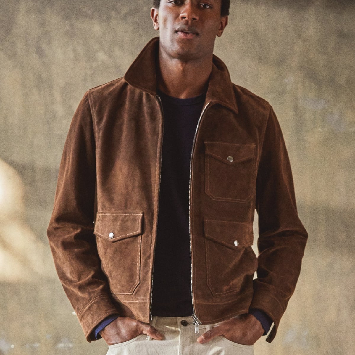 There Is Cool and There Is Italian Suede Zip Aviator Jacket in