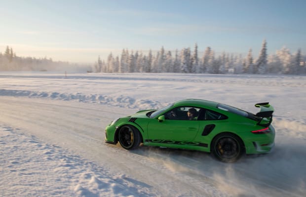 Watch a Porsche GTS R3 Ski Its Way Through a Snow-Covered Track