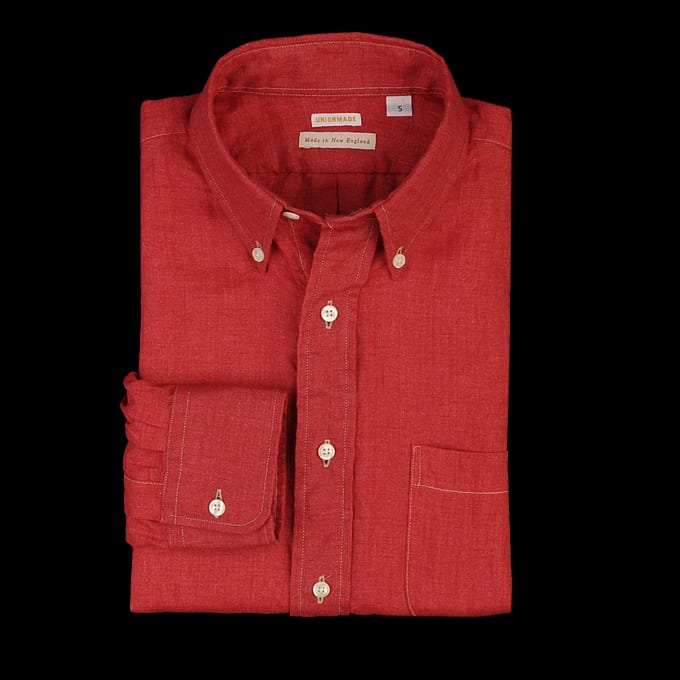 red linen button down shirt