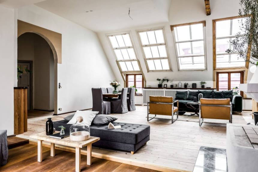 An Unused Attic Was Transformed Into This Impossibly Stylish Bachelor ...