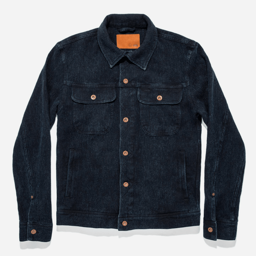 This Indigo Waffle Weave Trucker Jacket Is the Most Comfortable Way to ...